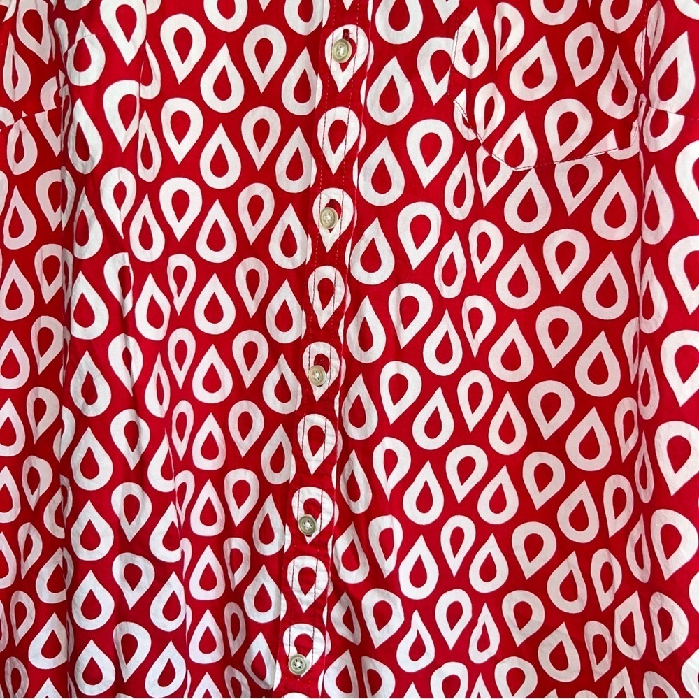 Talbots Red Geometric Cotton Button Down - Picture 2 of 5